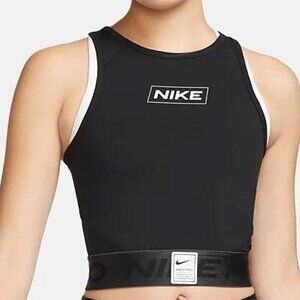 NWT Nike Pro Dri-Fit Womens Graphic Crop Tank Black Size M Workout Gear